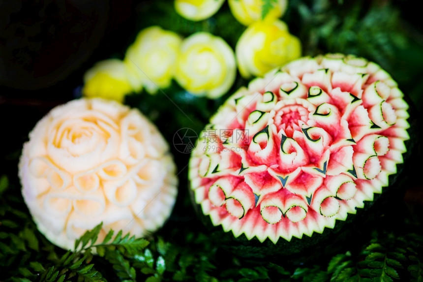 西瓜雕花艺术图片