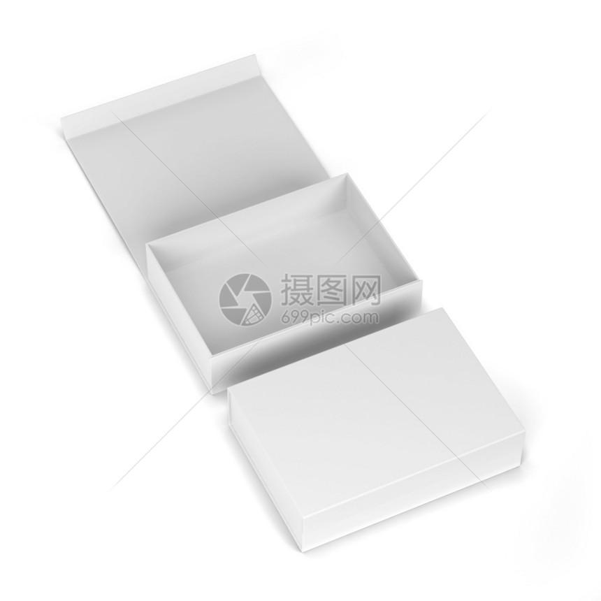 包装零售裹白色背景上孤立的空白磁盒套件3d插图图片