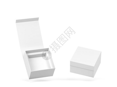 贮存购物磁的白色背景上孤立的磁盒3d放大图示空白包装模型图片