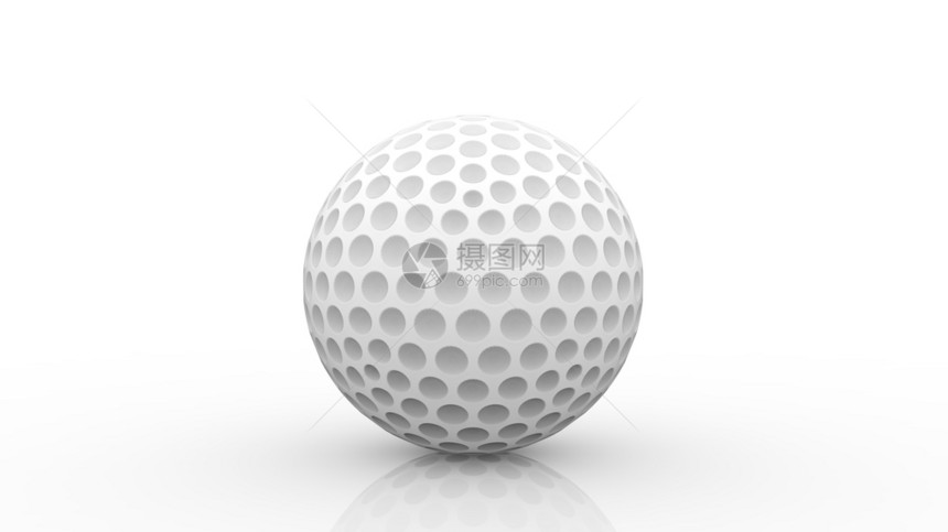 休闲的3d制作一个新的白色高尔夫球在白背景上隔离剪切路径领域裁图片