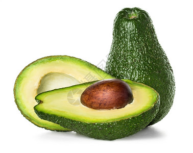颜色成熟绿Avocado孤立在白色背景上图片
