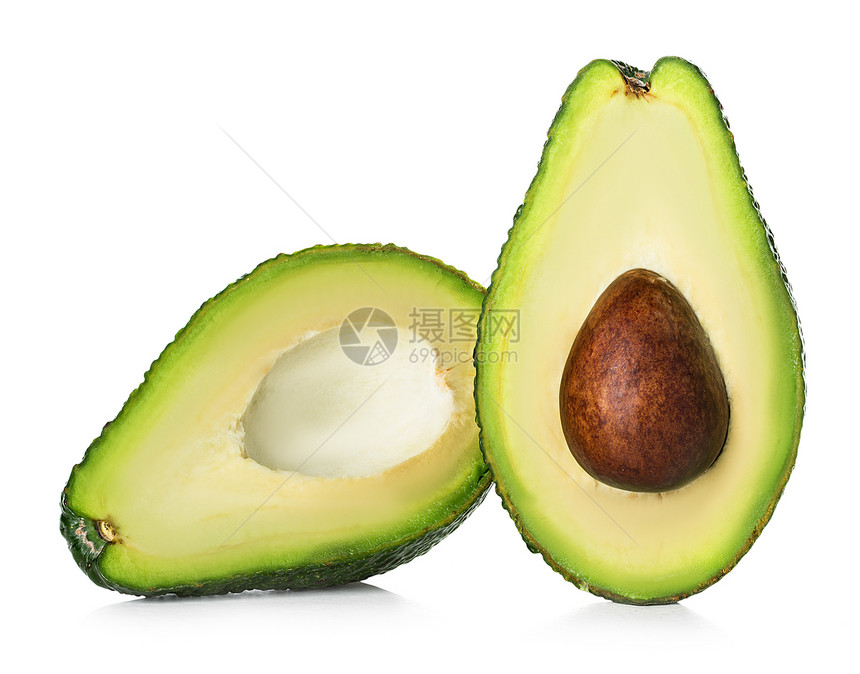 白色的梨Avocado孤立在白色背景上颜图片