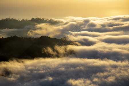 羊毛最佳黎明时云雾笼罩在大海中的风景隐藏图片