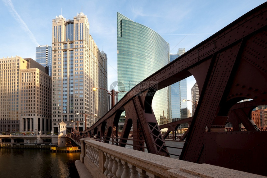 美国伊利诺州芝加哥河桥摄影海滨美洲图片