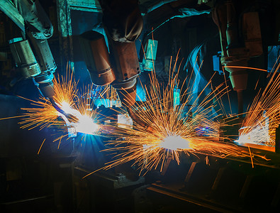 服务团队机器人在汽车厂的焊接组装安全金属图片