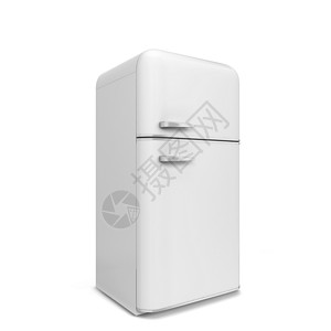 冰箱特写优质的Retro厨房冰箱3d插图以白色背景隔离闪亮的白色设计图片