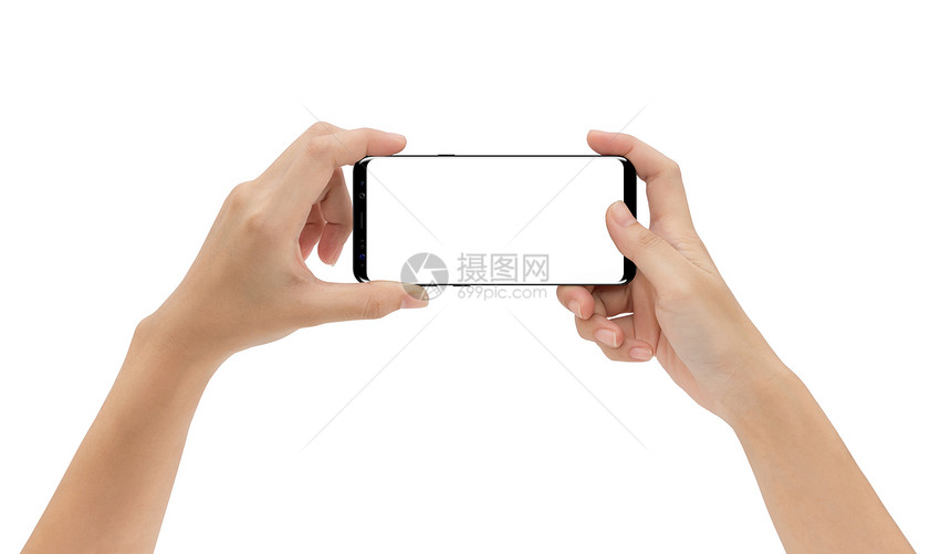 技术网站互联手持的模拟电话在白色背景剪切路径上被隔离图片