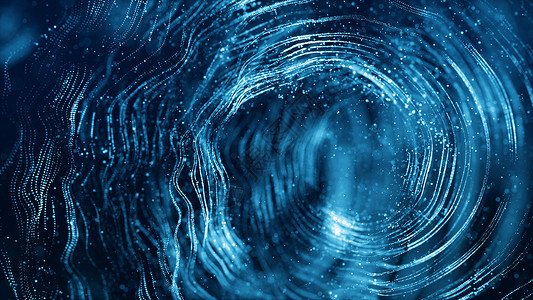 蓝色颜数字粒子波流和转动抽象运技术背景概念蓝色数字粒子波向量泰国流动背景图片