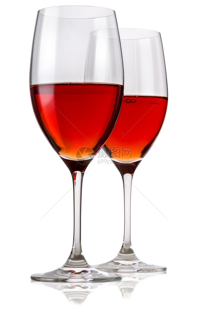 反射庆典两杯红葡萄酒白底漆两杯红葡萄酒周年纪念日图片