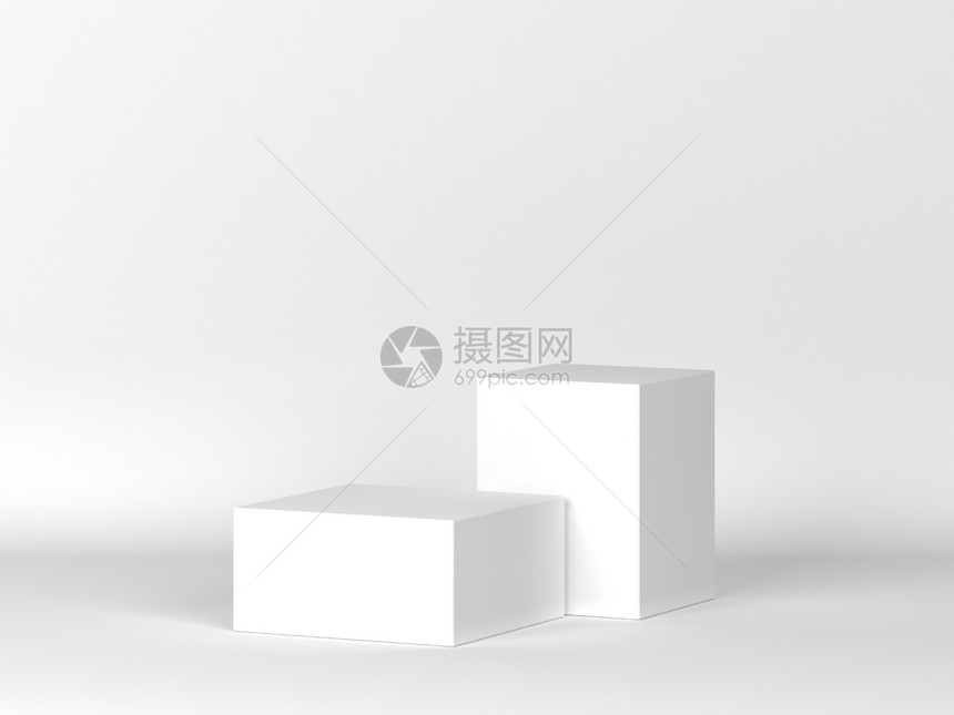 粉彩作品2个讲台站立最小场景3d插图立方体图片