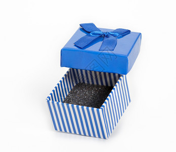 白底隔离弓的开放蓝礼盒色品季节假期物图片