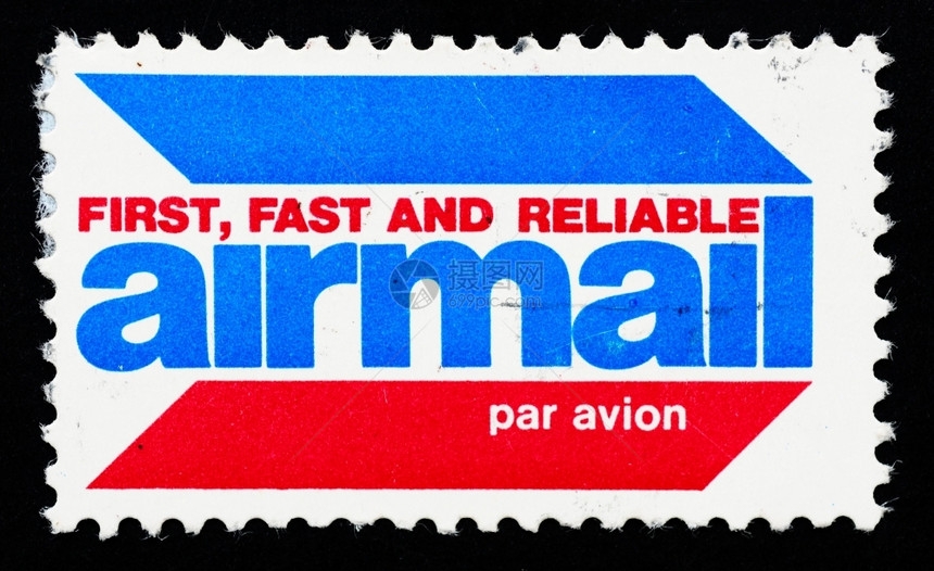 节目信美国印刷的章显示第一快和可靠的航空邮件一种图片
