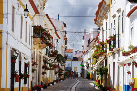 葡萄牙VilaVicosa村老旧街道建筑的路城市图片