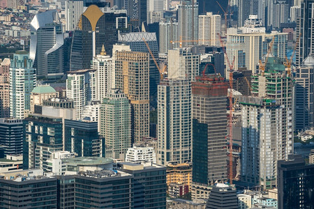 建造曼谷泰国市航空视图曼谷都会天际线图片