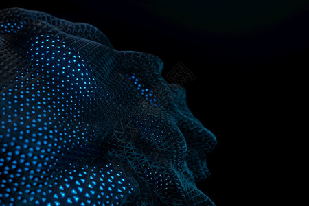 蓝色能量背景3D投影时的抽象未来黑暗波技术动画片科学图片