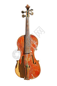 文化娱乐被白背景孤立的破碎旧小提琴艺术的图片