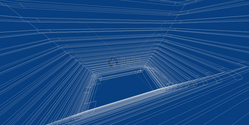 建筑的行业多雾路段建筑3D插图现代城市建筑抽象背景设计建筑背景插图透视线图片