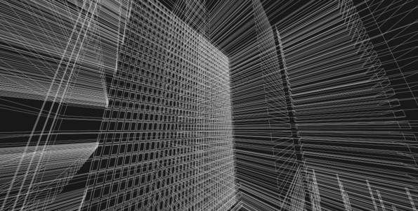 路口建筑3D插图现代城市建筑抽象背景设计建筑背景插图透视线屋的图片