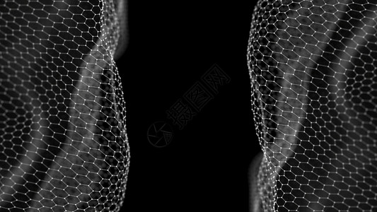 黑色的3d抽象六边形技术图案连接背景深色蜂窝图案3dD渲染蓝色的形象图片