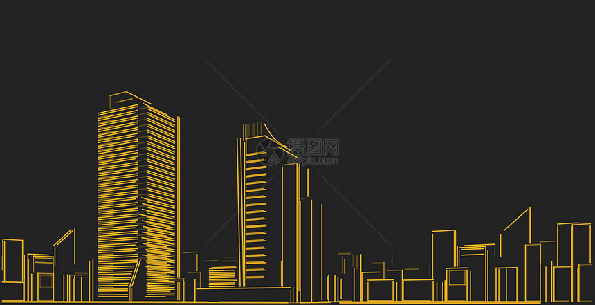 草图建筑学城市的3d图解现代城市建筑抽象背景设计3D图解架构建设透视直线三维图解建筑结构图片