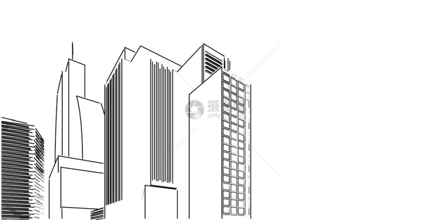 建筑师城市的3d图解现代城市建筑抽象背景设计3D图解架构建设透视直线三维图解建筑结构的图片