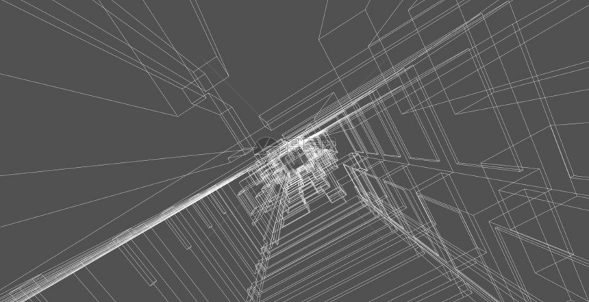 3d图解现代城市建筑抽象背景设计3D图解架构建设透视直线三维图解建筑结构师路口正面图片