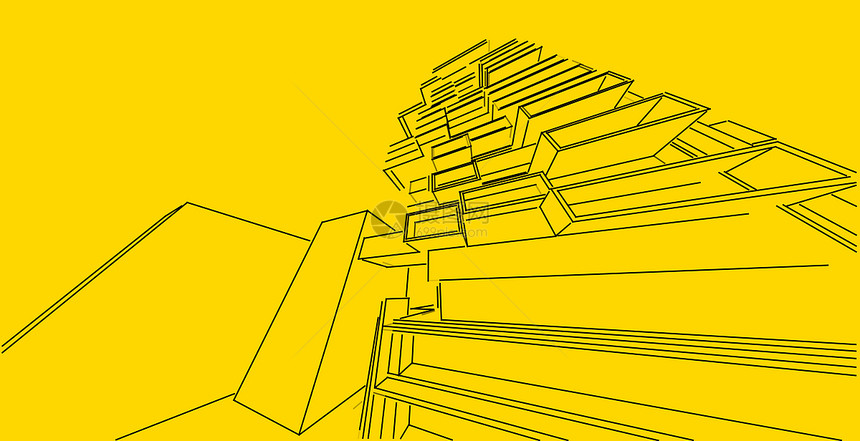 草图商业具体的3d图解现代城市建筑抽象背景设计3D图解架构建设透视直线三维图解建筑结构图片