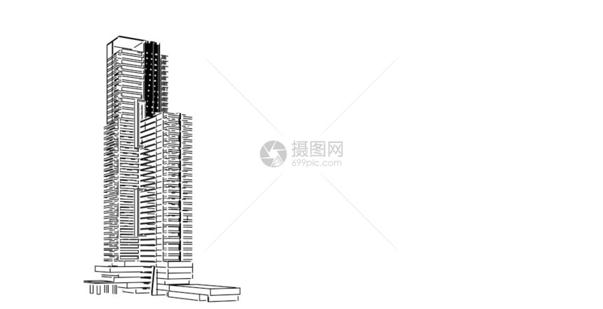 草图3d解现代城市建筑抽象背景设计3D图解架构建设透视直线三维图解建筑结构形象的项目图片