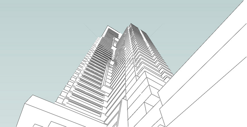 公寓几何的3d图解现代城市建筑抽象背景设计3D图解架构建设透视直线三维图解建筑结构阴影图片