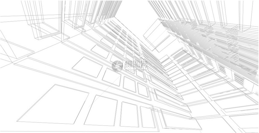 绘画外部的建筑师3d图解现代城市建筑抽象背景设计3D图解架构建设透视直线三维图解建筑结构图片
