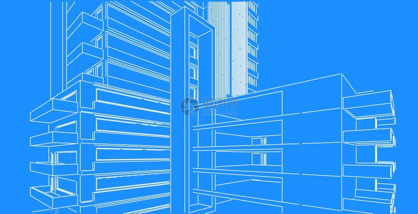 建筑的3d图解现代城市建筑抽象背景设计3D图解架构建设透视直线三维图解建筑结构线框造图片