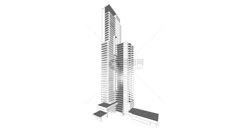 建筑学家项目3d图解现代城市建筑抽象背景设计3D图解架构建设透视直线三维图解建筑结构图片