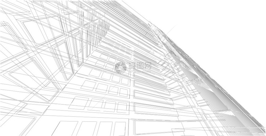 商业3d图解现代城市建筑抽象背景设计3D图解架构建设透视直线三维图解建筑结构玻璃白色的图片