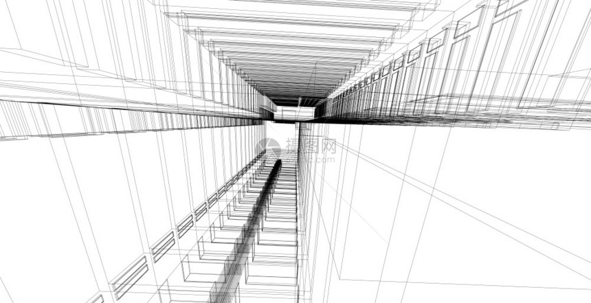 插图3d解现代城市建筑抽象背景设计3D图解架构建设透视直线三维图解建筑结构形象的具体图片