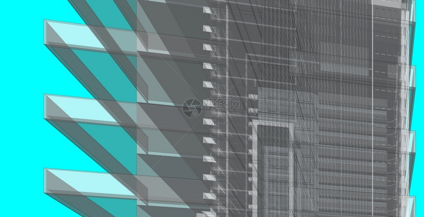草图玻璃建筑学3d图解现代城市建筑抽象背景设计3D图解架构建设透视直线三维图解建筑结构图片
