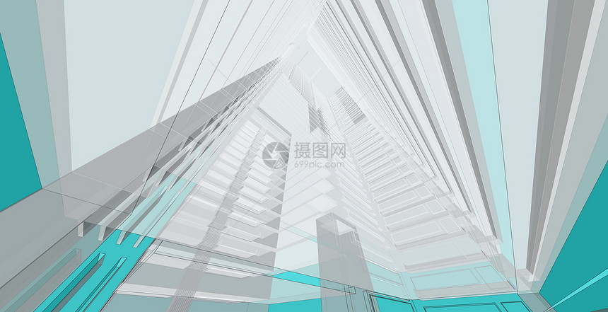 行业公寓蓝图3d解现代城市建筑抽象背景设计3D图解架构建设透视直线三维图解建筑结构图片