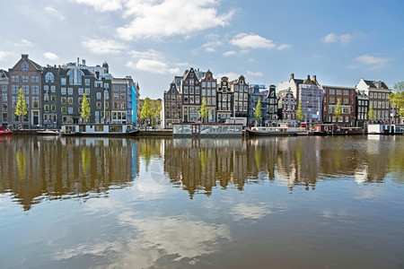 旅游的荷兰阿姆斯特丹市风景位于荷兰阿姆斯特尔河建筑学旅游图片