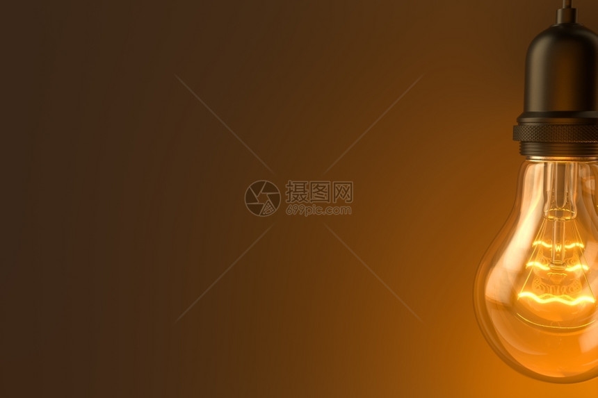 黑色的万圣节科学灯泡3D插图工作室背景3D插图上发光的灯泡图片