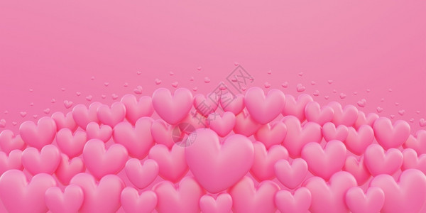 情人节爱概念粉红色3D心脏形状重叠背景假期质地粉色的图片