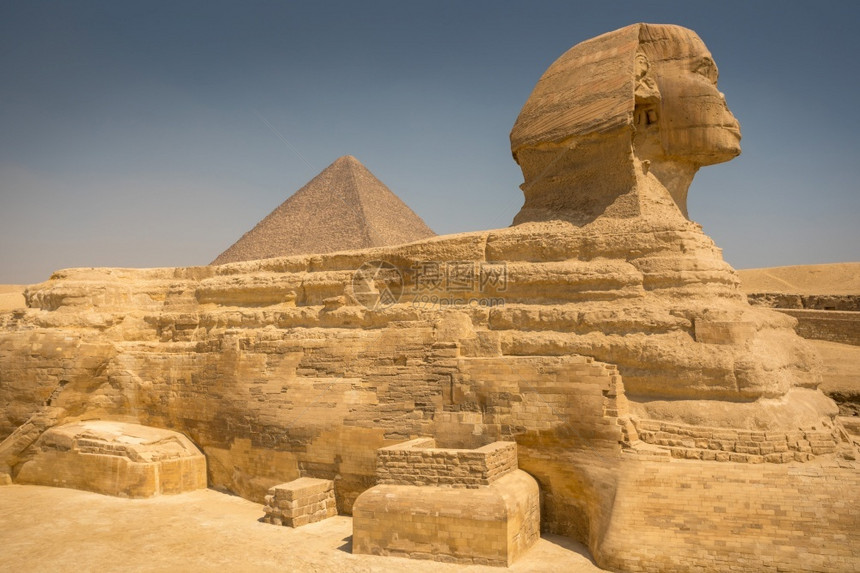 斯芬克和埃及开罗吉萨的金字塔法老著名的历史图片