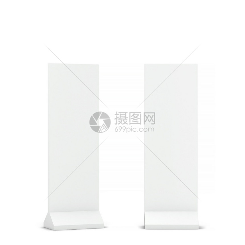 亭沟通白背景孤立的空显示牌用于广告模拟3d插图以白色背景分隔垂直的图片