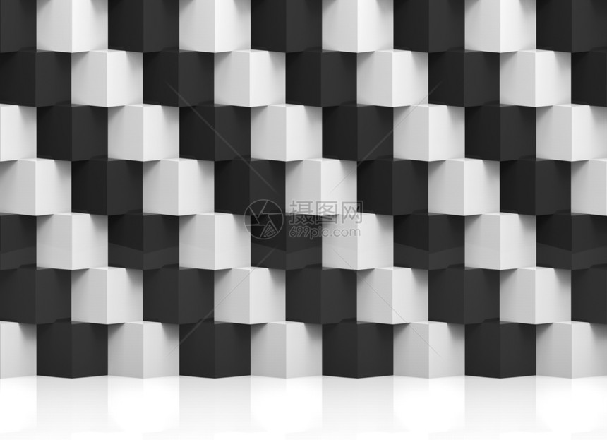 阴影墙纸3d提供现代抽象的随机奢华白色和黑立方体墙壁设计背景形象的图片