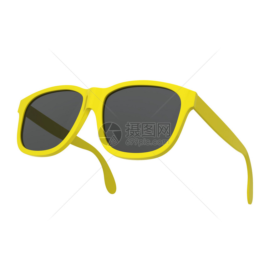 反射男女通用的时尚现代太阳镜3D插图孤立在白色背景上图片