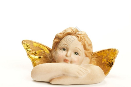优质的身体象征上半的天使雕像一个圣诞天使雕像用白背景的横臂穿过手图片