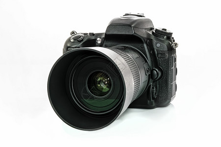 黑色像素素材在白色背景上隔离的DSLR专业通用照相机以人类发展报告特效框架宽的视频背景