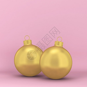 庆典冬天新的2个圣诞球新年概念3d插图图片
