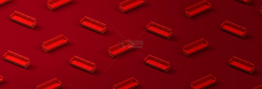 休息室椅子红色背景皮革沙发模式3D优雅图片