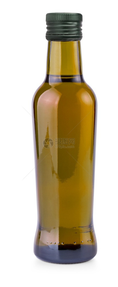 白色背景上带有橄榄油的棕色瓶子白背景上带有橄榄油的棕色瓶子小路饮食处女图片