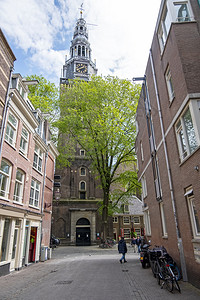 旅游结构体北方与Noorderkerk在荷兰阿姆斯特丹浏览图片