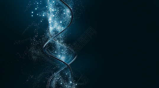 基因组生活形象的3D光亮三维抽象dna片束图片